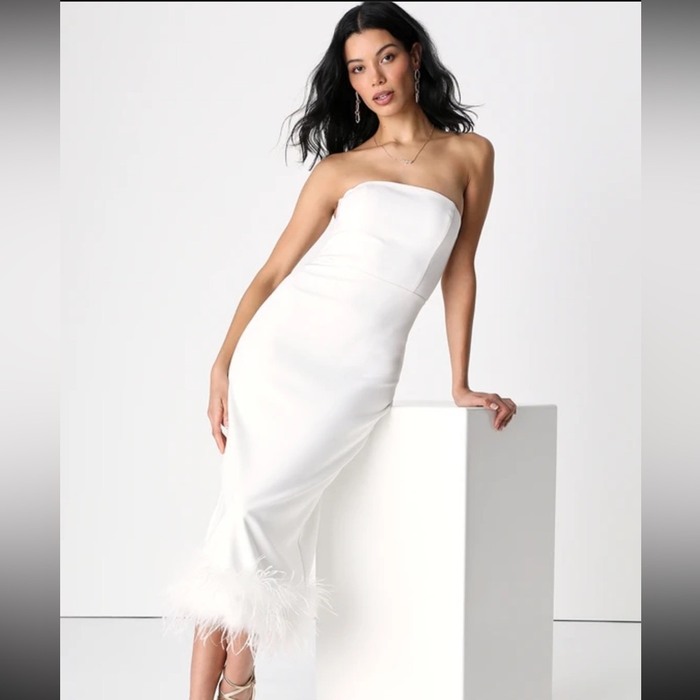 Feather Late than Never Lulus Dress